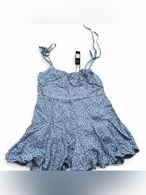 Blue Floral Ruffle romper